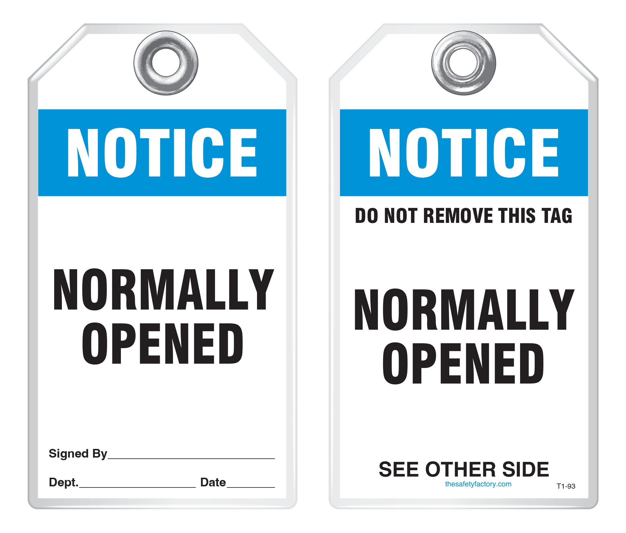 Normally Open Point Sign Safety Tag - Notice, Normally Opened