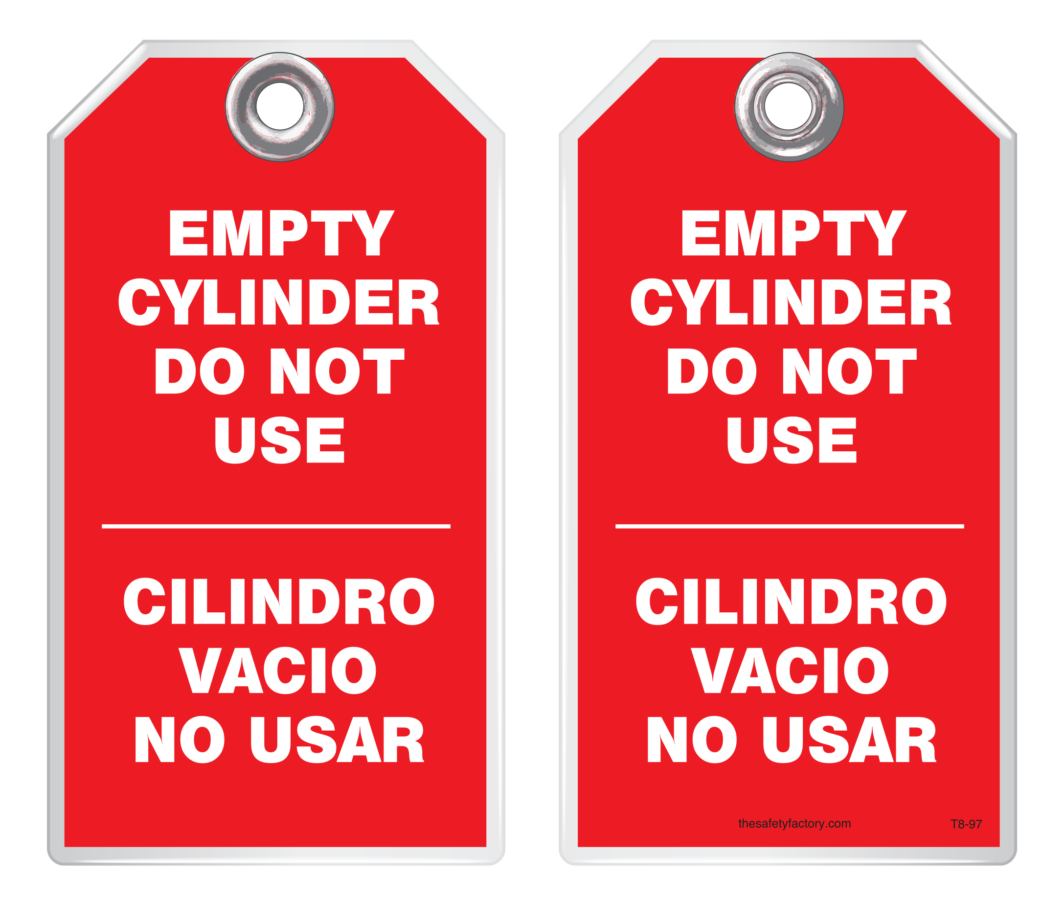 Bilingual Safety Tag - Empty Cylinder, Do Not Use, Cilindro Vacio, No Usar