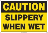Caution Sign, Slippery When Wet (Yellow Background) 