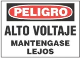 Peligro Bilingual Sign, Alto-Voltage Mantengase Lejos 