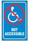 Handicapped Sign,Not Accessible (With Symbol, Blue Background) 