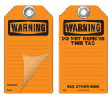 Warning Self-Laminating Peel and Stick Safety Tag  