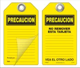 Precaucion Self-Laminating Peel and Stick Safety Tag (Spanish)  
