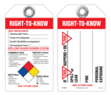 Right-To-Know (Spill, Leak, Fire, Personal Exposure) Self-Laminating Peel and Stick Safety Tag 