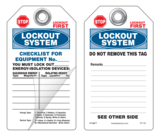 Lockout System, Checklist For Equipment Self-Laminating Peel and Stick Safety Tag 