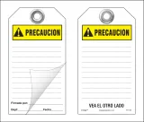 Precaucion Self-Laminating Peel and Stick Safety Tag (Spanish, Ansi)  
