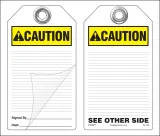 Caution Self-Laminating Peel and Stick Safety Tag (Ansi)