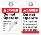 Danger Self-Laminating Peel and Stick Tag, Do Not Operate, Equipment Locked Out By   (Ansi)