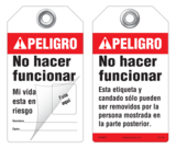 Peligro Bilingual Self-Laminating Peel and Stick Tag, No Hacer Funcionar   (Spanish) 
