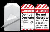 Danger, Do Not Operate, Equipment Locked Out By Self-Laminating Tag Kit (Ansi)