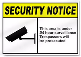 Security Notice This Area Under 24 Hour Surveillance