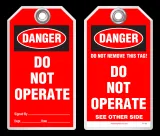 Lockout Safety Tag - Danger, Do Not Operate (Red)