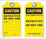 Maintenance Safety Tag - Caution, Defective, Do Not Use