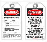 Lockout Safety Tag - Danger, Do Not Operate (With Authorization)