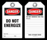 Safety Tag - Danger, Do Not Energize