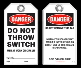 Lockout Safety Tag - Danger, Do Not Throw Switch, Men At Work On Circuit