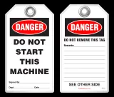Safety Tag - Danger, Do Not Start This Machine