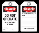 Lockout Safety Tag - Danger, Do Not Operate, Electricians At Work