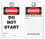 Safety Tag - Danger, Do Not Start