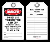 Maintenance Safety Tag - Danger, Do Not Use This Scaffold, Keep Off