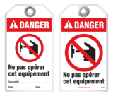 Bilingual Safety Tag - Danger, Ne Pas Operer Cet Equipement  (Ansi - French)
