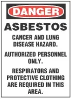 Danger Sign, Asbestos, Cancer And Lung Disease Hazard. Authorized Personnel Only. Respirators And Protective Clothing Are Required In This Area