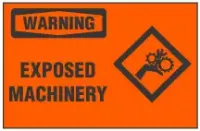 Warning Sign, Exposed Machinery (With Symbol, Orange Background) 