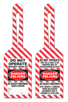 Bilingual Loop Tag - Danger, Peligro, Do Not Operate, Equipment Locked Out By, No Hacer Funcionar (English/Spanish) (10/Pack)