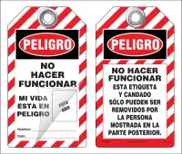 Peligro Bilingual Self-Laminating Peel and Stick Tag, No Hacer Funcionar   (Spanish) 