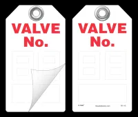 Valve No. (2-Digit) Self-Laminating Peel and Stick Safety Tag 