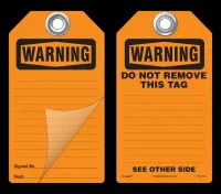 Warning Self-Laminating Peel and Stick Safety Tag  