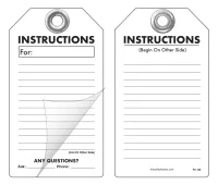 Instructions  Self-Laminating Peel and Stick Safety Tag 