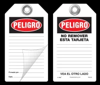 Peligro Self-Laminating Peel and Stick Safety Tag (Spanish) 