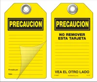 Precaucion Self-Laminating Peel and Stick Safety Tag (Spanish)  