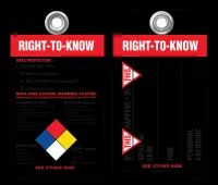 Right-To-Know (Spill, Leak, Fire, Personal Exposure) Self-Laminating Peel and Stick Safety Tag 