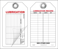Lubrication Self-Laminating Peel and Stick Safety Tag 