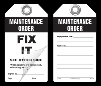 Maintenance Order, Fix It Self-Laminating Peel and Stick Safety Tag