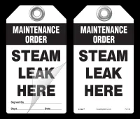 Maintenance Order, Steam Leak Here Self-Laminating Peel and Stick Safety Tag