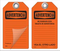 Advertencia Self-Laminating Peel and Stick Safety Tag  (Spanish)