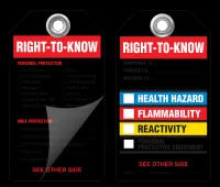 Right-To-Know (Health, Flammability, Reactivity) Self-Laminating Peel and Stick Safety Tag