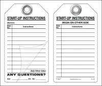 Start Up Instructions Self-Laminating Peel and Stick Safety Tag