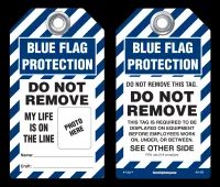 Blue Flag Do Not Remove Peel and Stick Safety Tag