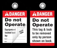 Danger Self-Laminating Peel and Stick Tag, Do Not Operate, Equipment Locked Out By   (Ansi)