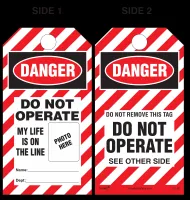 Danger, Do Not Operate, My Life Is On The Line Self-Laminating Tag Kit (Striped) no pouch