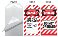 Danger, Do Not Operate, My Life Is On The Line Self-Laminating Tag Kit (Striped)