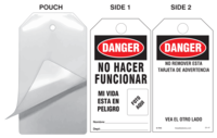 Danger, No Hacer Funcionar, Mi Vida Esta En Peligro Self-Laminating Tag Kit (Spanish)