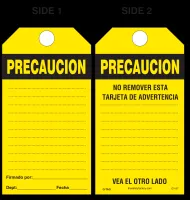Precaution (Spanish) Bilingual Paper Safety Tag 