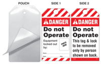 Danger, Do Not Operate, Equipment Locked Out By Self-Laminating Tag Kit (Ansi)