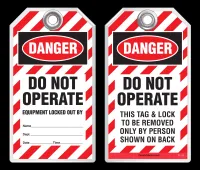 Lockout Safety Tag - Danger, Do Not Operate, Equipment Locked Out By