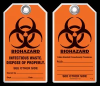 Safety Tag - Biohazard, Infectious Waste, Dispose Of Properly